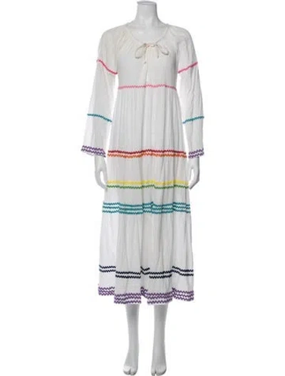 Pre-owned 9seed Patterned Embroidered Accent Nightgown In White