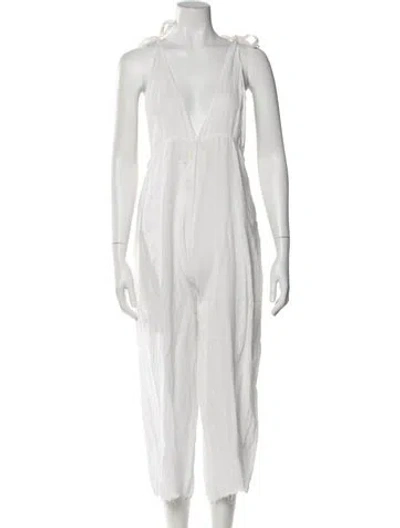 Pre-owned 9seed Plunge Neckline Jumpsuit In White