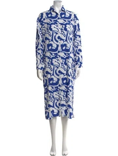 Pre-owned 9seed Printed Midi Length Dress In Blue