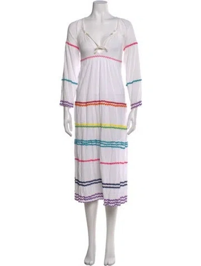 Pre-owned 9seed Printed Midi Length Dress In White