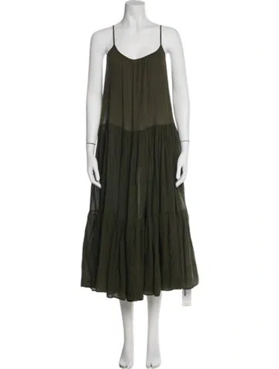 Pre-owned 9seed Scoop Neck Midi Length Dress In Green