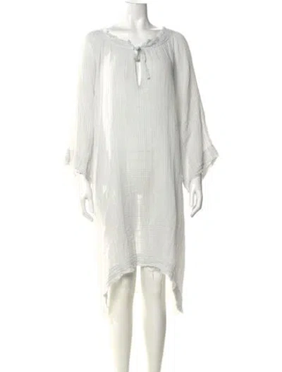 Pre-owned 9seed Scoop Neck Midi Length Dress In White