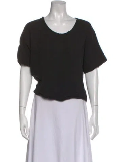 Pre-owned 9seed Scoop Neck Short Sleeve Crop Top In Black