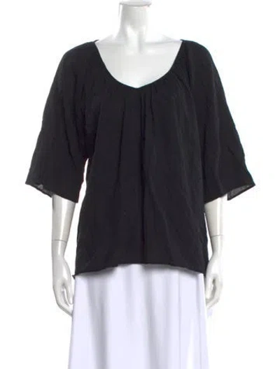 Pre-owned 9seed Scoop Neck Three-quarter Sleeve Top In Black