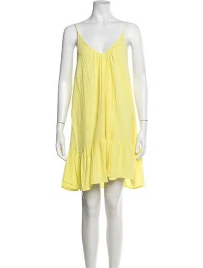 Pre-owned 9seed Shearling Mini Dress In Yellow