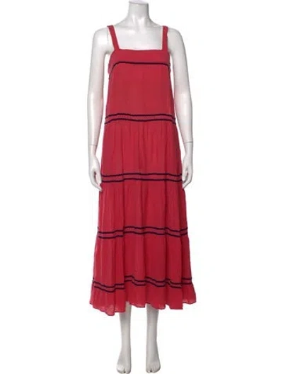 Pre-owned 9seed Square Neckline Long Dress In Red