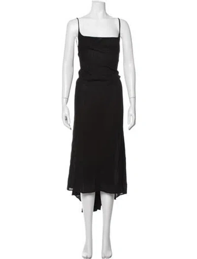 Pre-owned 9seed Square Neckline Midi Length Dress In Black