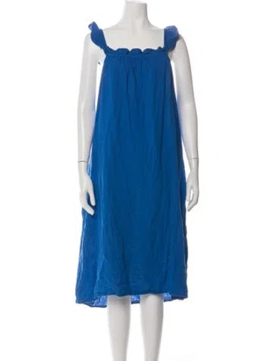 Pre-owned 9seed Square Neckline Midi Length Dress In Blue