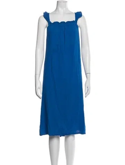 Pre-owned 9seed Square Neckline Midi Length Dress In Blue