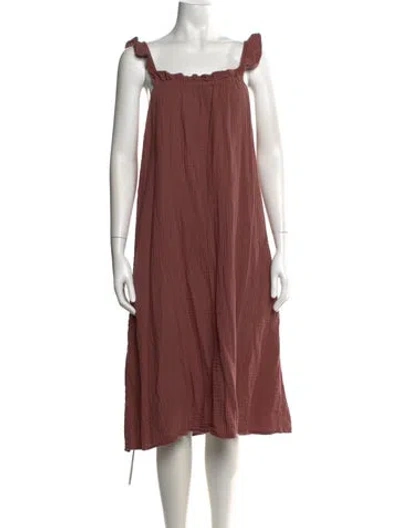 Pre-owned 9seed Square Neckline Midi Length Dress In Neutral