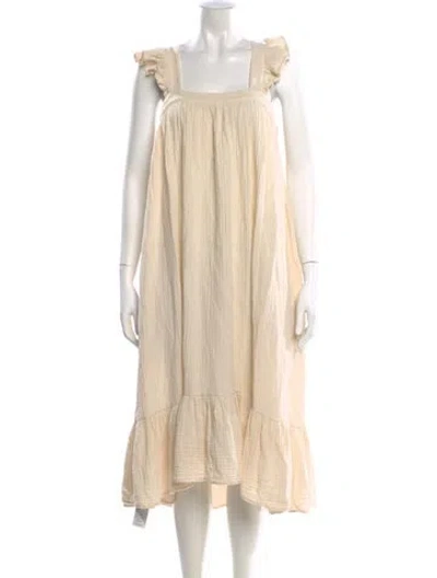 Pre-owned 9seed Square Neckline Midi Length Dress In Neutral