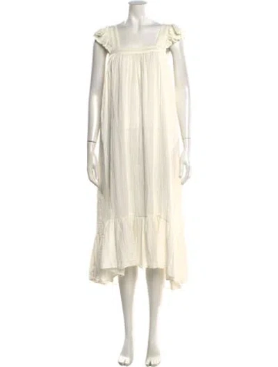 Pre-owned 9seed Square Neckline Midi Length Dress In Neutral