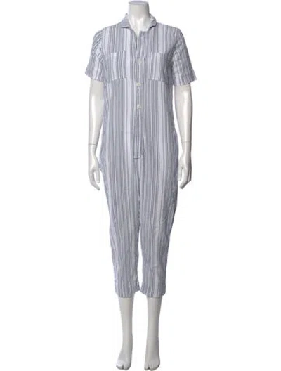 Pre-owned 9seed Striped Jumpsuit In White