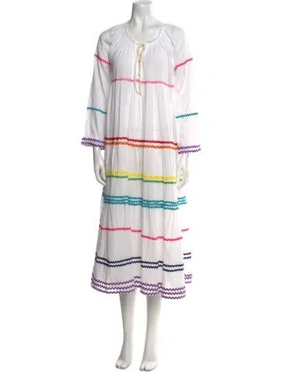 Pre-owned 9seed Striped Midi Length Dress In White