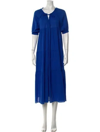 Pre-owned 9seed Tie Neck Long Dress In Blue