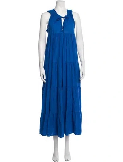 Pre-owned 9seed Tie Neck Long Dress In Blue