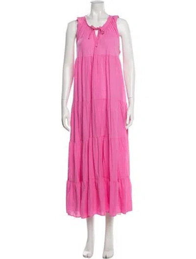 Pre-owned 9seed Tie Neck Long Dress In Pink