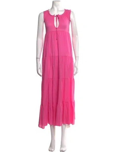 Pre-owned 9seed Tie Neck Long Dress In Pink