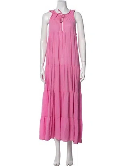 Pre-owned 9seed Tie Neck Long Dress In Pink