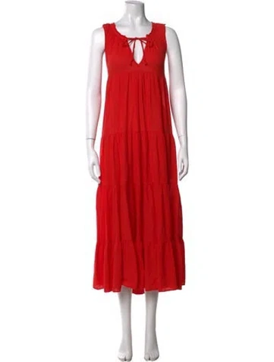 Pre-owned 9seed Tie Neck Long Dress In Red