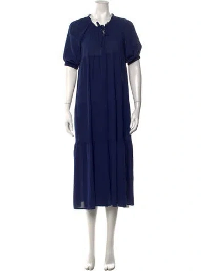 Pre-owned 9seed Tie Neck Long Dress W/ Tags In Blue
