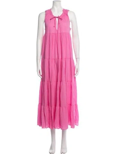 Pre-owned 9seed Tie Neck Long Dress W/ Tags In Pink