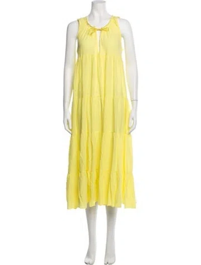 Pre-owned 9seed Tie Neck Long Dress In Yellow
