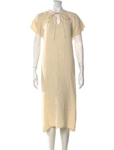 Pre-owned 9seed Tie Neck Midi Length Dress W/ Tags In Neutral