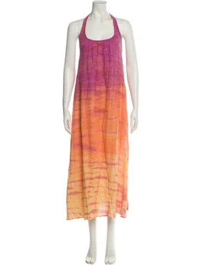 Pre-owned 9seed Tie-dye Print Long Dress In Orange