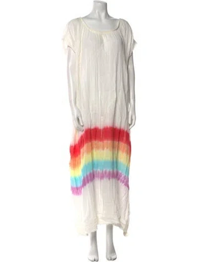 Pre-owned 9seed Tie-dye Print Long Dress In White