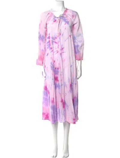 Pre-owned 9seed Tie-dye Print Midi Length Dress In Pink