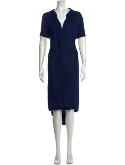 Pre-owned 9seed V-neck Knee-length Dress In Blue