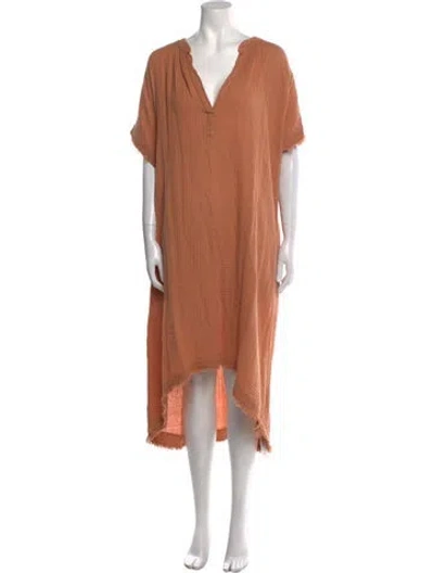 Pre-owned 9seed V-neck Knee-length Dress In Orange