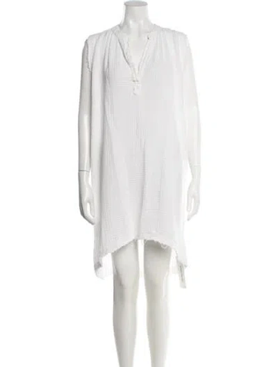 Pre-owned 9seed V-neck Knee-length Dress In White