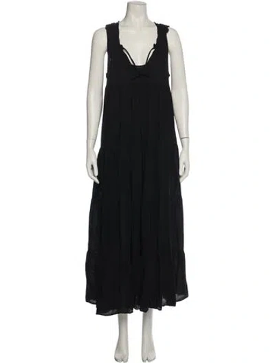 Pre-owned 9seed V-neck Long Dress In Black