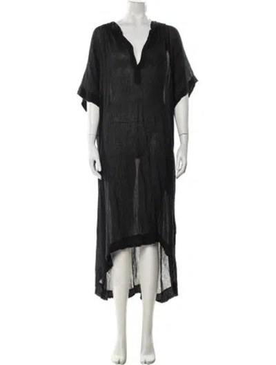 Pre-owned 9seed V-neck Long Dress In Black