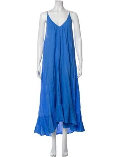 Pre-owned 9seed V-neck Long Dress In Blue