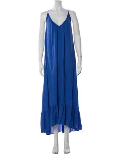 Pre-owned 9seed V-neck Long Dress In Blue