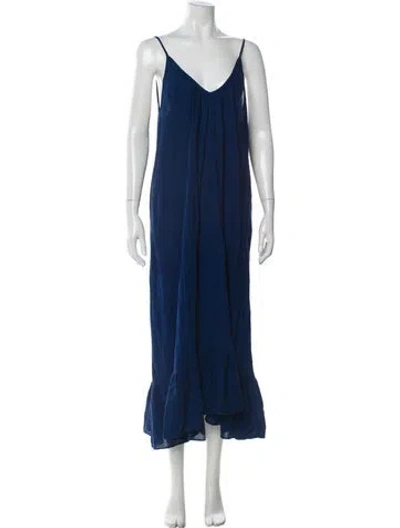 Pre-owned 9seed V-neck Long Dress In Blue