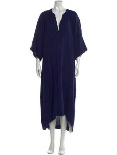 Pre-owned 9seed V-neck Long Dress In Blue