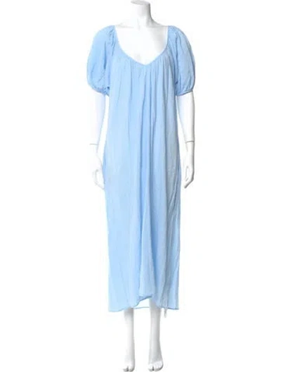 Pre-owned 9seed V-neck Long Dress In Blue