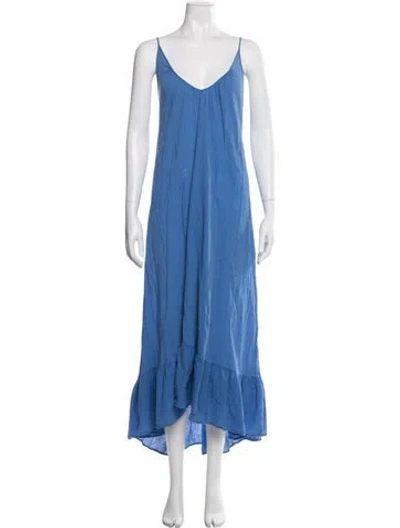 Pre-owned 9seed V-neck Long Dress In Blue