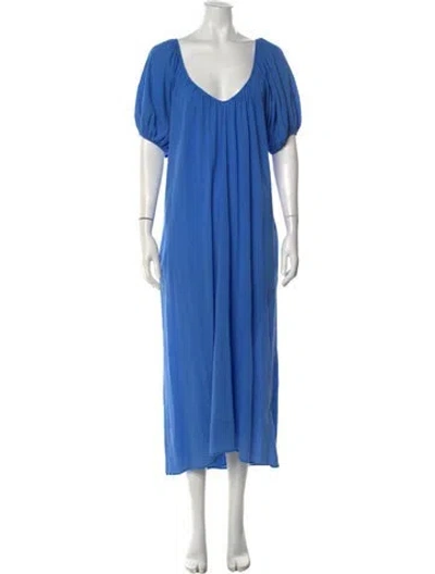 Pre-owned 9seed V-neck Long Dress In Blue