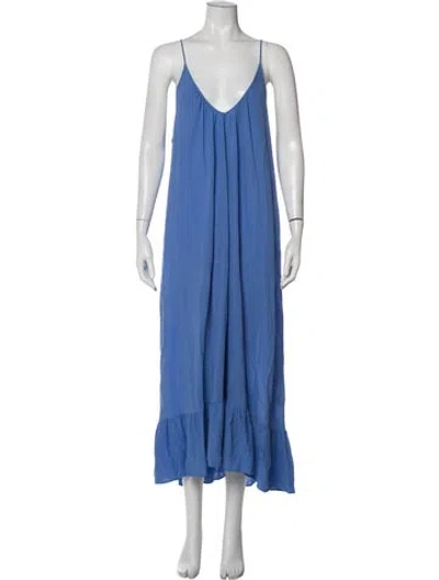 Pre-owned 9seed V-neck Long Dress In Blue
