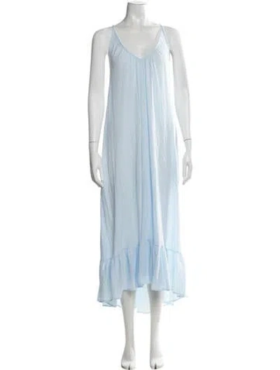 Pre-owned 9seed V-neck Long Dress In Blue