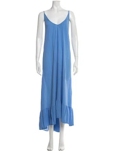 Pre-owned 9seed V-neck Long Dress In Blue
