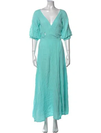 Pre-owned 9seed V-neck Long Dress In Blue
