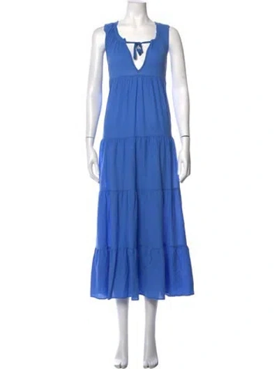 Pre-owned 9seed V-neck Long Dress In Blue