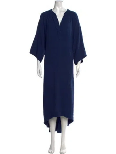 Pre-owned 9seed V-neck Long Dress In Blue