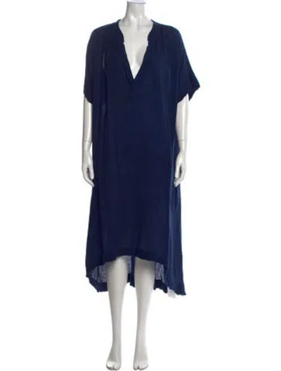 Pre-owned 9seed V-neck Long Dress In Blue